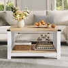 MaseiKar Farmhouse Coffee Table, Square Coffee Table for Living Room, Coffee Table with Half-Open Compartment, Wooden Cocktail Table, for Living Room - 3 of 4