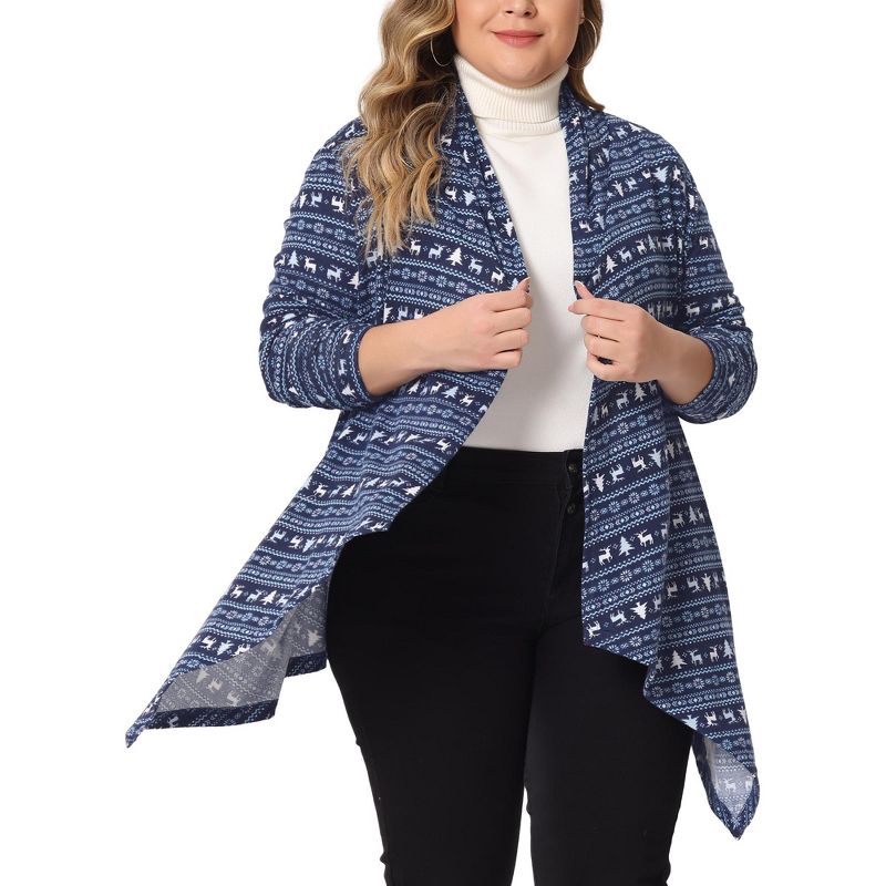Agnes Orinda Women's Plus Size High Low Long Sleeve Open Front Knit Sweater Cardigans, 1 of 6