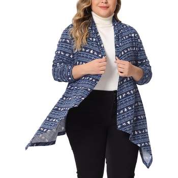 Agnes Orinda Women's Plus Size High Low Long Sleeve Open Front Knit Sweater Cardigans