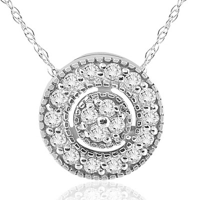 Pompeii3 1/4 ct Lab Created Diamond Pave Halo Pendant White Gold Womens  Necklace