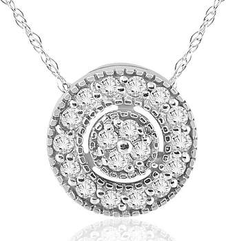 Pompeii3 1/4ct Diamond Pave Halo Pendant 14K White Gold Womens Necklace & 18" Chain