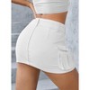 Mocamel Cargo Skirt Cotton Elastic High Waist A-Line Short Mini Skirt with Pockets - 2 of 3