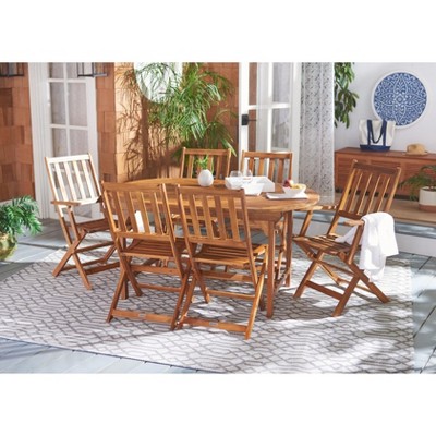 Natural Acacia Wood 6-Person Extendable Outdoor Dining Set