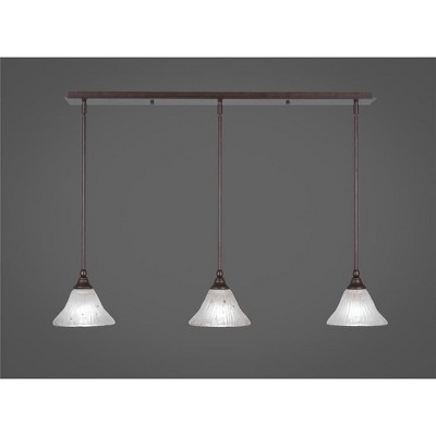 Toltec Lighting Any 3 - Light Chandelier in  Bronze with 7" Frosted Crystal Shade