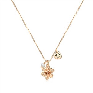 Turandoss Flower Girl Gifts - 14K Gold Plated Heart Initial Necklace Wedding Gift for Girls - 1 of 4