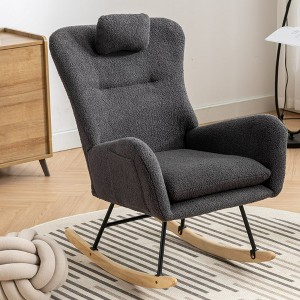 35.5 in. Soft Teddy Fabric Rocking Chair with Pocket for Living Room Bedroom - 1 of 4