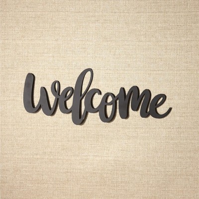 Black Metal Welcome Script Wall Art