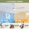 52 Inch Ceiling Fans with Lights and Remote Dimmable LED ABS Blades 6 Speeds Reversible DC Motor Noiseless Ceiling Fan for Bedroom Living Room Office - 2 of 4