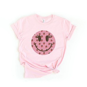 Simply Sage Market Women's Smiley Face Strawberries Short Sleeve Graphic Tee - 1 of 2