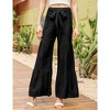 WhizMax Women's Wide Leg High Waist Pants Smocked Elastic Waist Loose Flowy Pant With Belt - 2 of 4