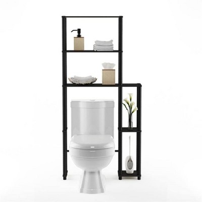 Espresso and Black Adjustable Over-the-Toilet Storage Rack