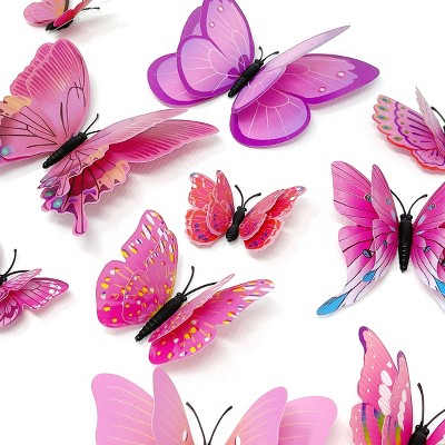 Yellow 3D Double Wings Butterfly Wall Decor Stickers Set
