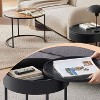 Set of 2 Nesting Round Coffee Tables with Hidden Storage, Modern Side Tables with Adjustable Feet for Living Room, Office - 4 of 4