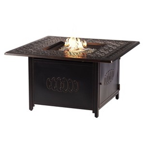 42" Square Aluminum 55000 BTUs Propane Ornate Fire Table with 2 Covers - Oakland Living
 - 1 of 4
