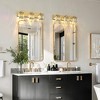 DORESshop Modern 3-Light LED Vanity Light Brushed Gold Bathroom Wall Sconce with Square Crystal Shades for Bathroom Bedroom and Mirror Lighting - 4 of 4