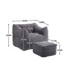 CAVINAS Faux Fur Bean Bag Chair with Footstool,Lazy Floor Sofa Chair with High Resilience Memory Foam,Cozy Lounge Chair for Living Room - 3 of 4
