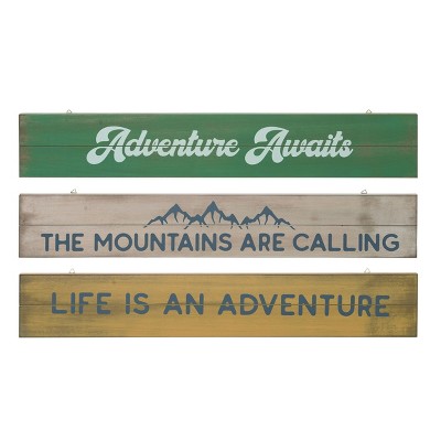 Transpac MDF Horizontal Cabin Wall Decor Set of 3 Spring Home Decorations
