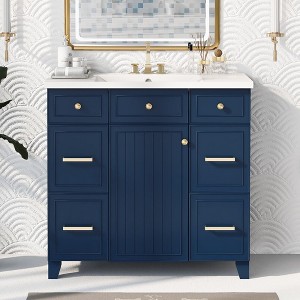 36" Bathroom Vanity Cabinet with Sink Top Combo Set - 1 of 4