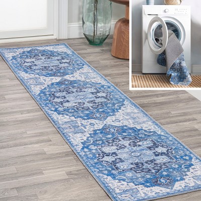 Maris Bohemian Navy Blue Medallion 2x8 Synthetic Runner Rug