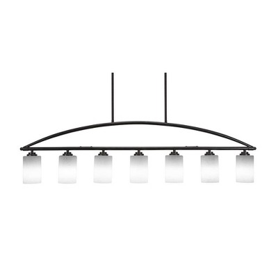 Toltec Lighting Marquise 7 - Light Island Pendant Light in  Dark Granite with 4" White Muslin Shade