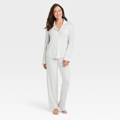 Women's Perfectly Cozy Long Sleeve Top and Pants Pajama Set - Stars Above™ Light Gray XS