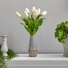 Nearly Natural 22-in Dutch Tulip Artificial Arrangement in Stoneware Vase with Gold Trimming, White - 3 of 4