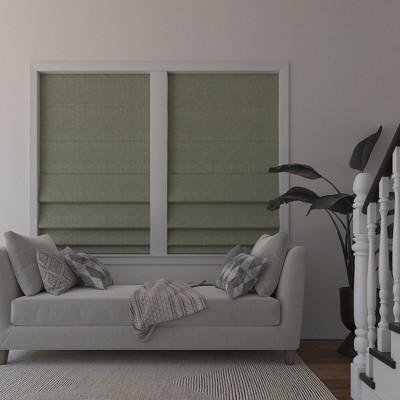Sage Green Textured Fabric Cordless Blackout Roman Shade 39" x 64"