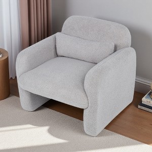 Teddy Fleece Single Sofa Chair with Arms and Pillow - 1 of 4