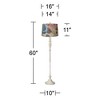 360 Lighting Vintage Chic Floor Lamp 60" Tall Antique White Tropic Flower Drum Shade for Living Room Reading Bedroom Office - 4 of 4