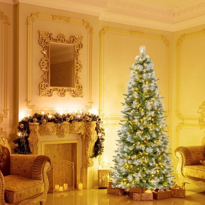 Costway 6/7.5/9 FT Pre-Lit Artificial Christmas Tree with 580/820/1228 Frosted Tips 470 LED Lights