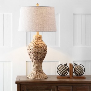 31" Elicia Seagrass Weave Table Lamp (Includes LED Light Bulb) Brown - JONATHAN Y: Boho Style, Rattan Design, UL Listed - 1 of 4