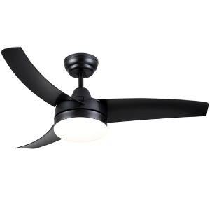 YUHAO 42 in. Indoor Modern Contemporary Matte White ABS Blades Integrated Dimmable LED Ceiling Fan with Light and Remote Control - 1 of 4