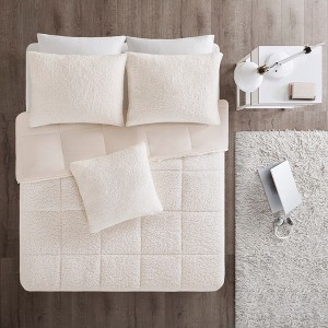 2pc Twin/Twin XL Braden Reversible Flannel Comforter Mini Set Ivory