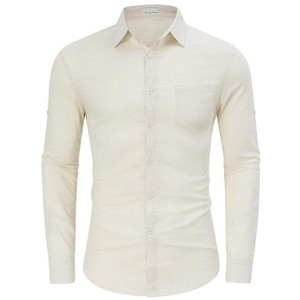 Coolmee Men's Long Sleeve Button Up Shirts Slim Fit Casual Business Formal Work Dress Shirt - 1 of 3