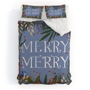 Joy Laforme Christmas Merry Merry Wreath Duvet Cover + Pillow Sham(s) - Deny Designs - 1 of 4