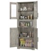 Bathroom Cabinet, Freestanding Storage Cabinet with Glass Doors and Adjustable Shelves and Drawers, 67" Tall Cabinet for Kitchen, Pantry - 3 of 4