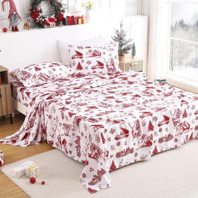 4 Pieces Soft Microfiber Christmas Bed Sheet Set