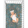 Sweet Jojo Designs Girl Baby Fitted Crib Sheet Boho Floral Wildflower Blue and Orange - 4 of 4