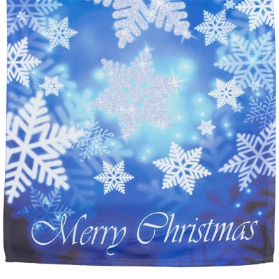 Blue and White Snowflakes Merry Christmas Garden Flag
