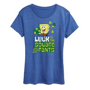 Women's - SpongeBob Squarepants - Luck Of The Square Pants Short Sleeve Graphic T-Shirt - 1 of 4