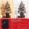 3FT Christmas Tree, Pre-Lit Artificial Christmas Tree with Vintage Potted Base, Flocked Snow 78 Warm White LED Lights Red Berries - 4 of 4