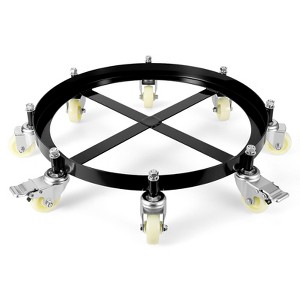 55-Gallon Drum Dolly, Heavy-Duty Steel Dolly with Cross Braces & Swivel Casters Wheel, 2000lbs Load Capacity, Non Tipping Design - 1 of 4