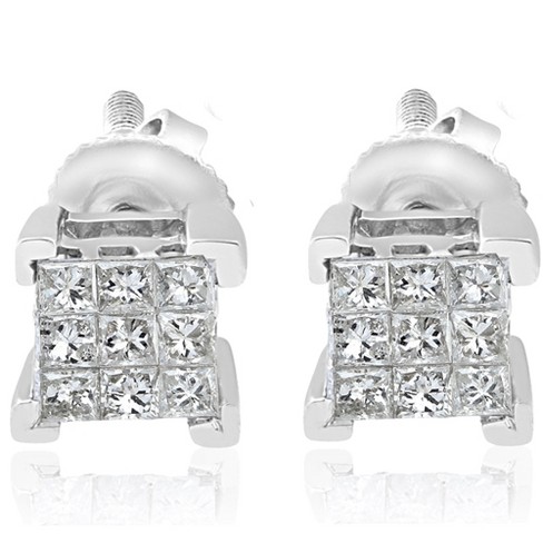 Pompeii3 1 3ct Diamond Princess Cut Screw Back Studs Womens