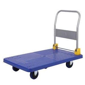Industrial Steel Flat Dolly Cart - 1100 lb Capacity, 36x24 Inch L-Shape Platform - 1 of 4
