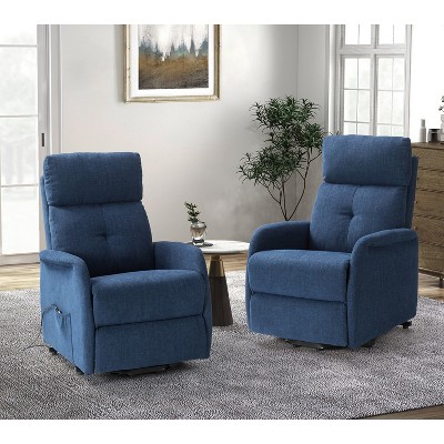 Set of 2 Gina Mid-century Power Remote Recliner with Metal Base  | ARTFUL LIVING DESIGN