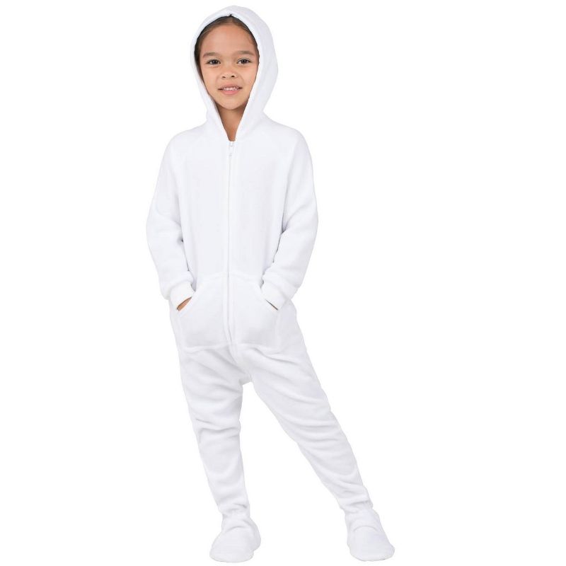 Footed Pajamas - Arctic White Toddler Hoodie Fleece Onesie, 3 of 5