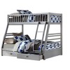 NicBex Twin over Full Bunk Bed Wooden Bed Frame with 2 Drawers, Inclined Ladder and Full Length Guardrail, Space Saving, No Box Spring Required, Gray - 2 of 4