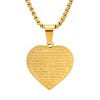 Steeltime Ladies stainless steel heart shape Our Father english prayer pendant. Color Options: Silver, Gold, Rose Gold - 2 of 4