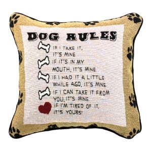 Cotton Blend Decorative Pillow DOG LAWS – 12x12 Inch Accent by Manual Woodworkers and Weavers - 1 of 3
