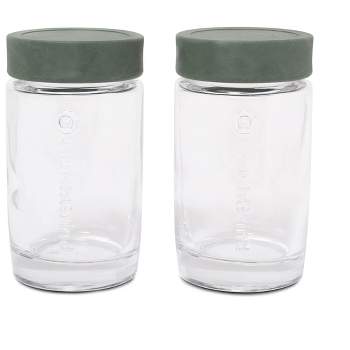 CrushGrind Set Of 2 Vaasa Spice Jar, 3.7 Inch, Green, Airtight Bio Degradable Cap With Clear Glass Container, Product from Denmark